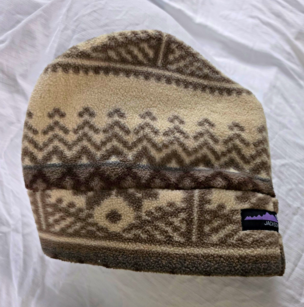 Vintage Croakies Jackson Hole USA Unisex Beanie, Beige/Brown Geometric, One Size